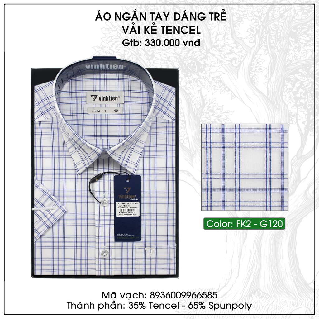 Áo sơ mi nam ngắn tay Tencel Slimfit Vĩnh Tiến 330 - Kẻ caro | BigBuy360 - bigbuy360.vn