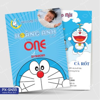Thiệp sinh nhật - Thiệp Thôi nôi Doraemon | Thiệp Pluxi in nội dung theo yêu cầu |  PX_SN33