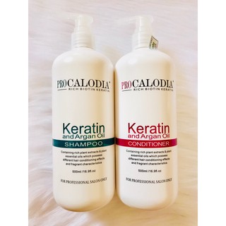 Cặp dầu gội, dầu xả Keratin pro Calodia 500ml*2 dành cho tóc khô xơ, hư tổn