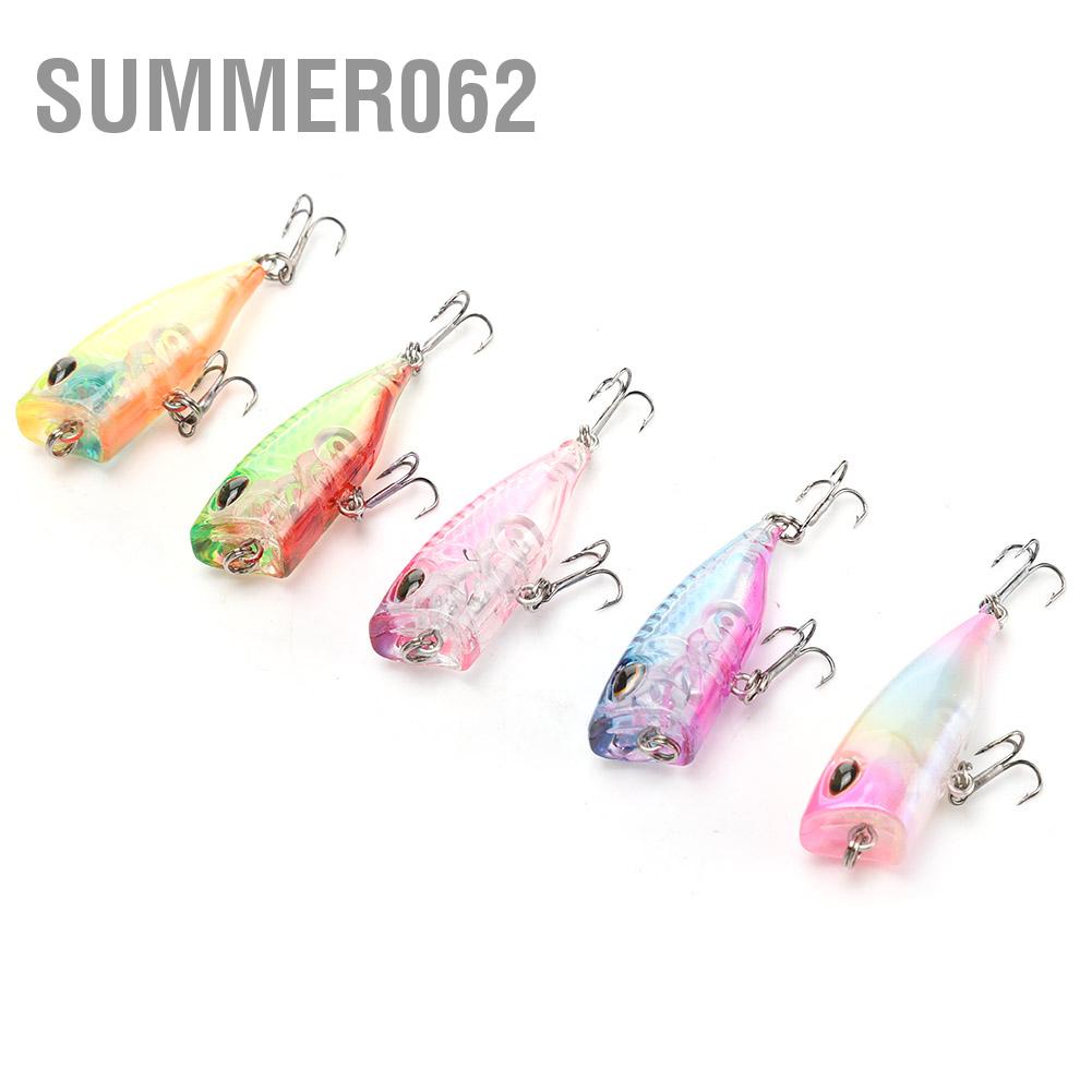 Summer062 5PCS Plastic Mini Popper Floating Artificial Bait Fishing Lures Fish Tackle Accessory