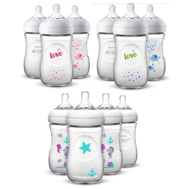 Bình ti Philips Avent 260ml hoạ tiết tách set không hộp