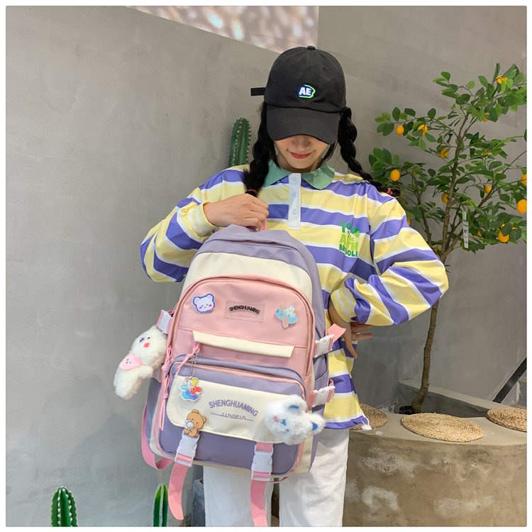 Balo ulzzang đi học học sinh, sinh viên Hàn Quốc cao cấp chống nước tặng kèm móc gấu MH281