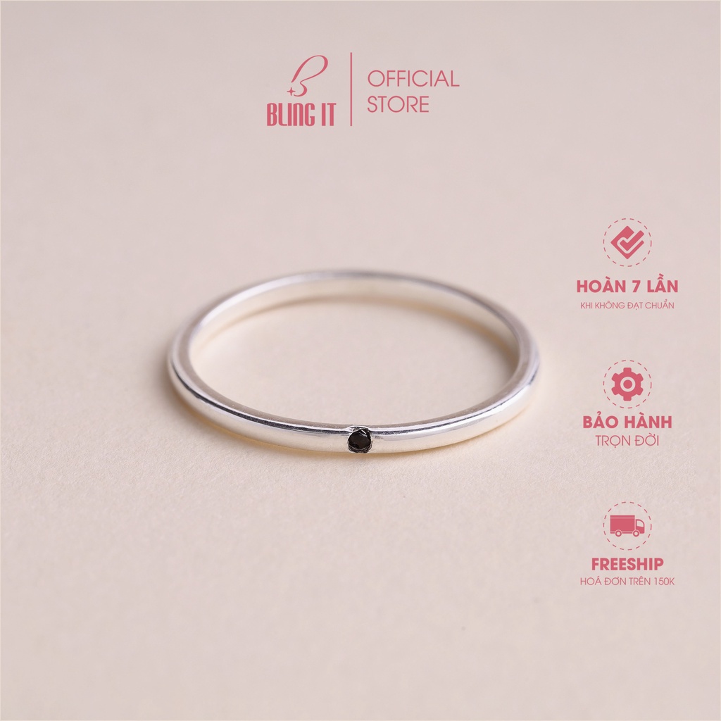 Nhẫn bạc 925 Bling It thiết kế trơn có đính đá BIN326