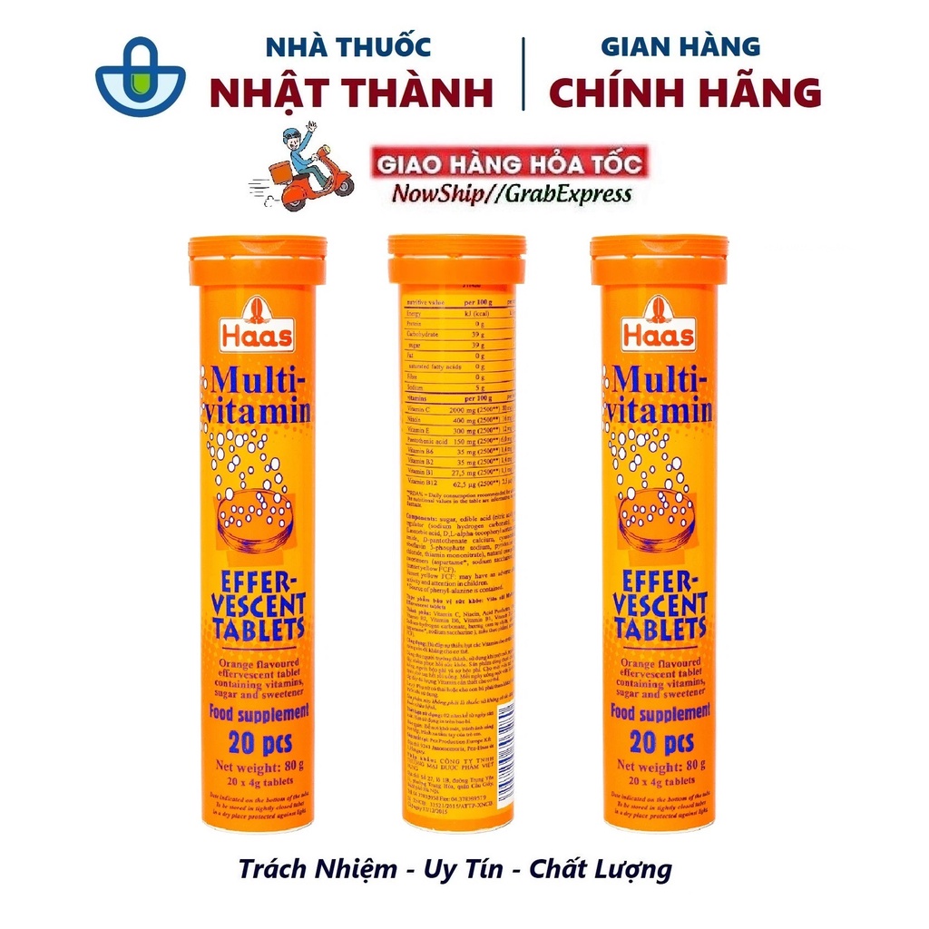 Viên sủi Multi Vitamin Haas- Hungari hương cam, bổ sung vitamin C cho cơ thể