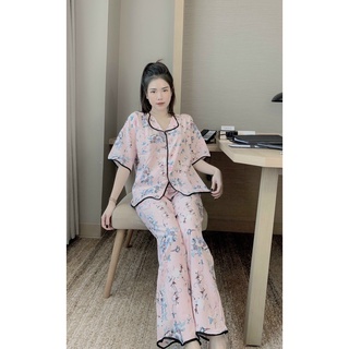Cực phẩm bộ Lụa Mango dơi cộc dài viền sóng cam kết y hình mẫu mặc 100% - Minzy's Shop
