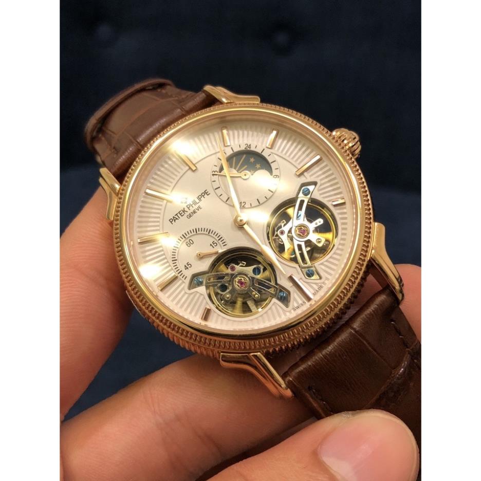 Đồng Hồ Nam Patek Philippe PA32 Máy cơ Automatic Nhật 2 tourbilon Chống nước, Chống xước