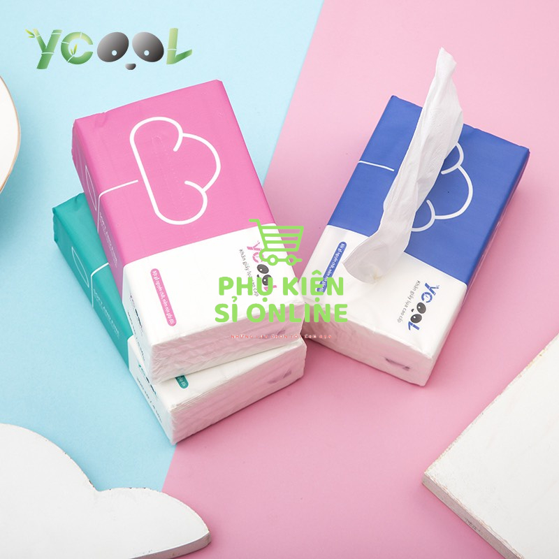Giấy ăn lụa cao cấp YCOOL, khăn giấy rút mềm mịn, tự nhiên 1 gói/300 tờ/ 4 lớp Store4girls