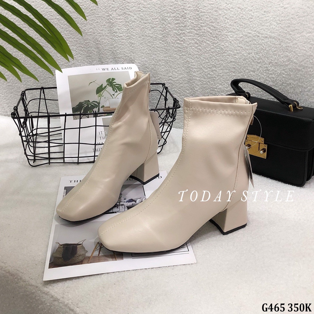 Giày boot nữ cổ thấp 5p Today Style chất da mềm G465