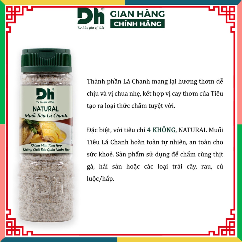 Muối tiêu lá chanh Natural DH Foods phụ gia nấu thức ăn loại 1 thơm và ngon 55/110gr - DHMTN85 ( Đại lý Ngọc Toản)