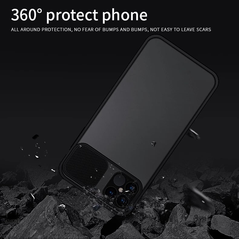 Ốp Điện Thoại Trong Suốt Có Nắp Trượt Bảo Vệ Ống Kính Máy Ảnh Cho iPhone 6 6s 7 8 Plus SE 2020