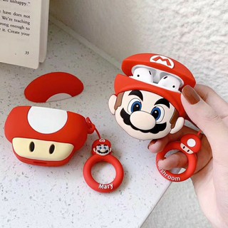Vỏ bọc tai nghe Airpods 1,2,i11, i12, 3 pro.. hình nấm lùn, oopng già mario siêu kute tặng móc treo