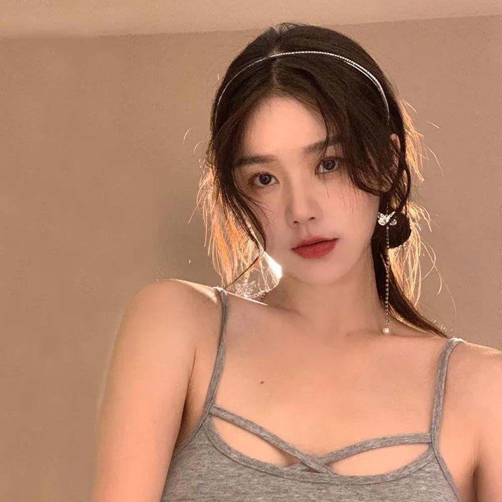 Băng Đô Cài Tóc Hình Bướm Phối Tua Rua Phong Cách Pháp Cổ Điển Dành Cho Nữ