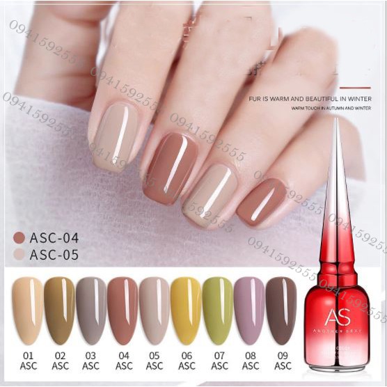 Sơn gel AS mẫu chai đỏ nhọn ASC 9 chai 15ml siêu HOT siêu xịn