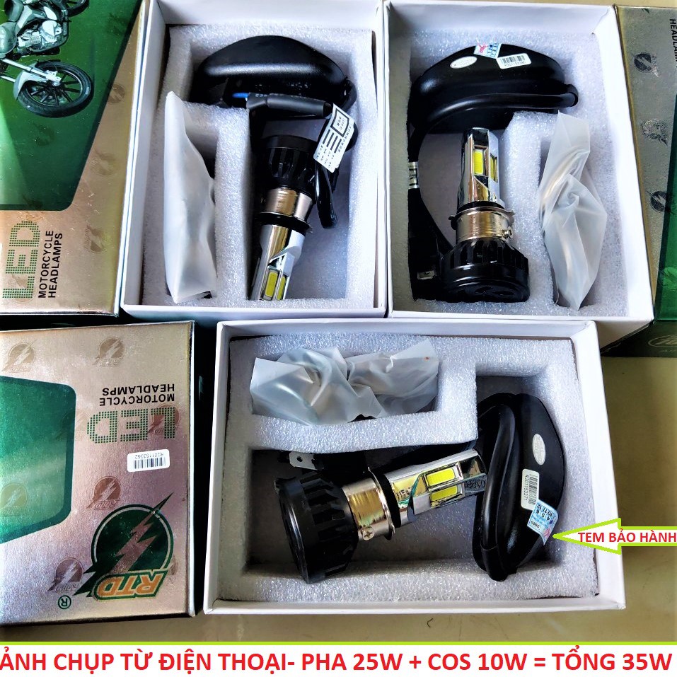 ĐÈN PHA LED RTD 35W 6 TIM SIÊU SÁNG MẪU 2020 CHO XE MÁY - Ô TÔ - LẮP ĐẶT NHƯ ZIN KHÔNG CẦN CHẾ ĐỘ , ĐỒ CHƠI XE