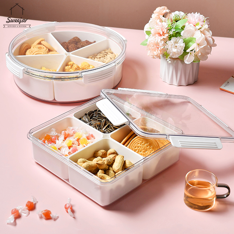 SWEEJAR Hộp đựng thức ăn  có 4 ngăn và nắp đậy có thể tháo rời tiện dụng cho gia đình