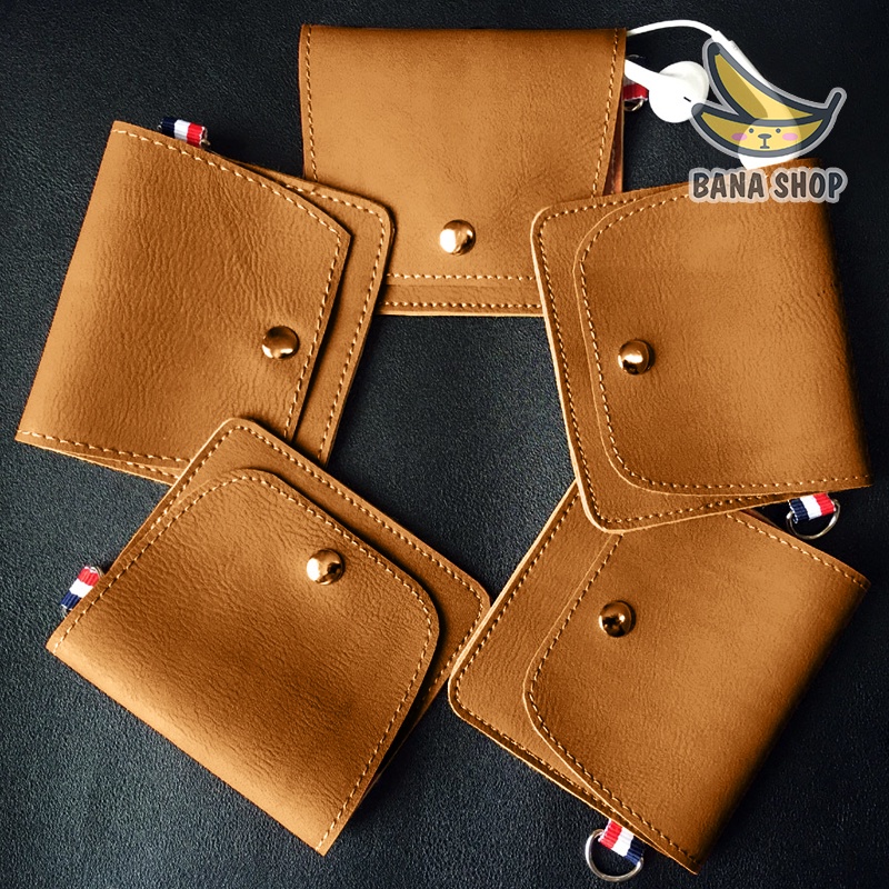 Túi da, vỏ bảo vệ hộp sạc đựng tai nghe không dây/ có dây, phụ kiện nhỏ gọn tiện dụng