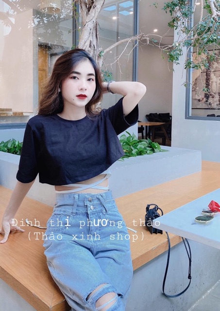 ÁO CROPTOP PHÔI DÂY ĐAN CHÉO BỤNG ☘️☘️D4