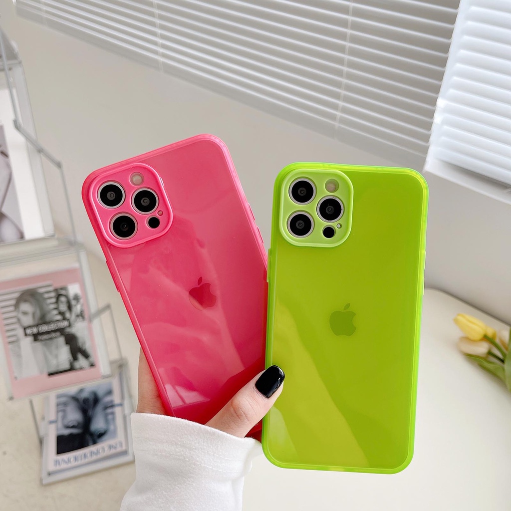 Ốp Điện Thoại Silicon Dẻo Màu Dạ Quang Thời Trang Chống Rơi Cho Iphone 12 Pro Max Iphone11 8plus