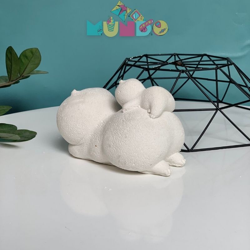 Tượng tô màu cao cấp chọn mẫu SIZE X Mẹ con Lười/ Gấu Trúc, tượng thạch cao MUNDO
