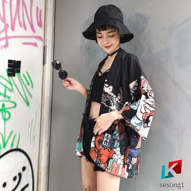 Se Áo Sơ Mi Kiểu Kimono Tay Rộng Phong Cách Vintage Trung Hoa Thời Trang Cho Nam Và Nữ