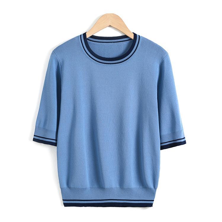 Áo sweater Dệt Kim Cổ Tròn Dáng Rộng Thời Trang Mùa Hè Cho Nữ