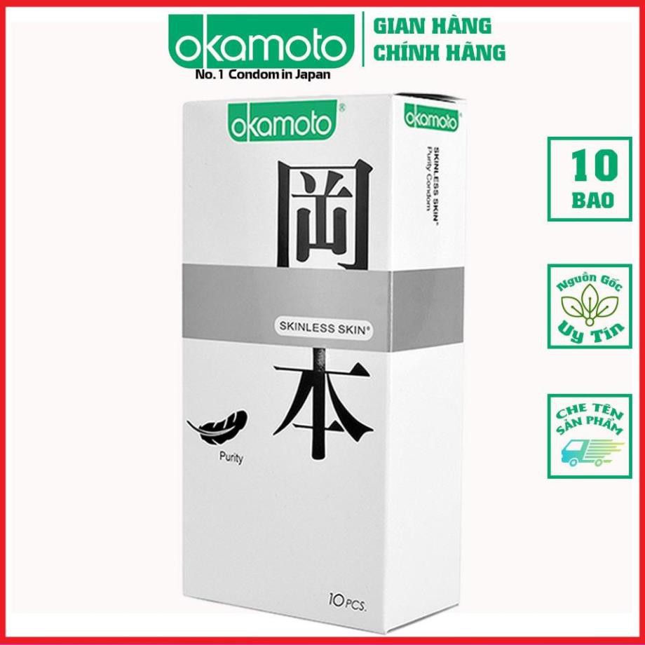 [BCS CHÍNH HÃNG] Bao Cao Su Okamoto Skinless Skin Purity Không Mùi Tinh Khiết Hộp 10 Cái