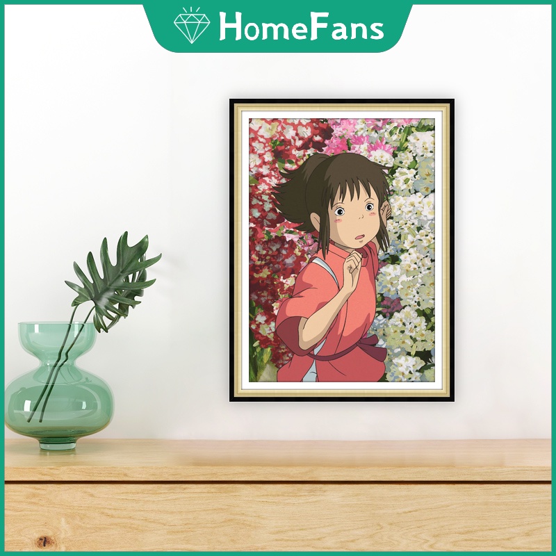 Bộ Tranh Đính Đá 5D Tự Làm Hình Anime Spirited Away 30x40cm / 40x50cm