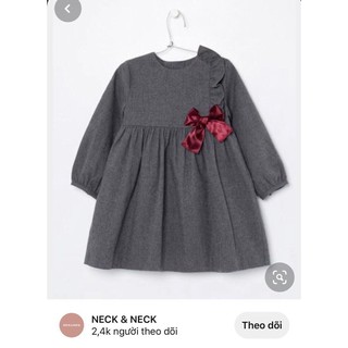 Váy Nect&Neck bèo vai nơ đỏ ngực