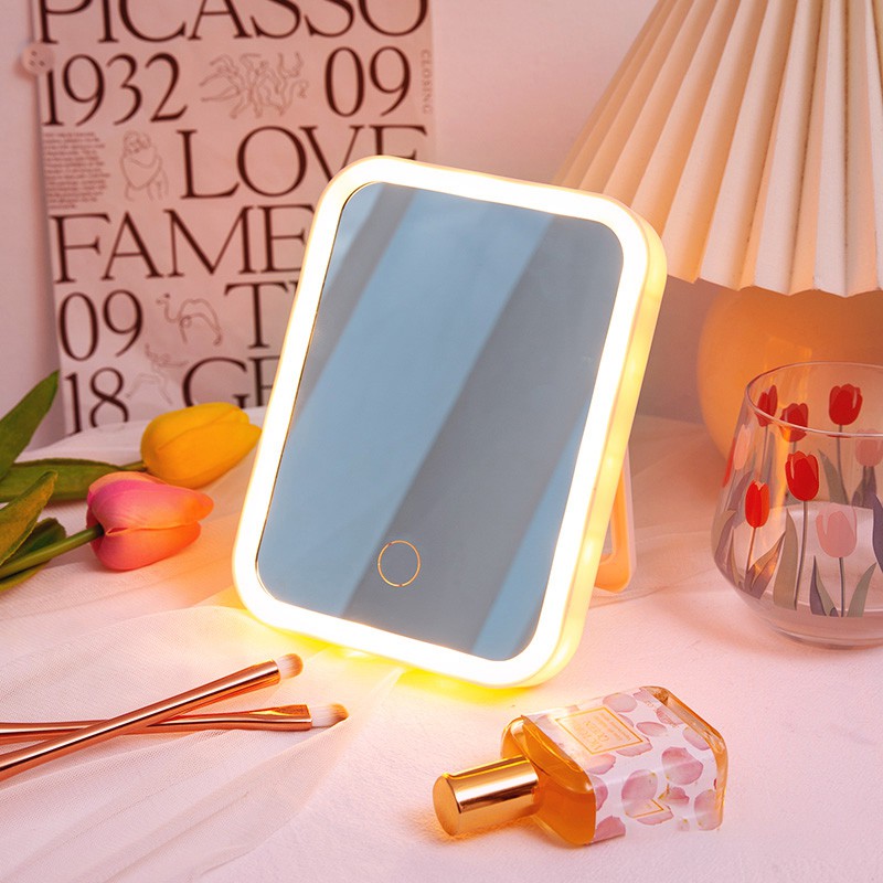 GƯƠNG ĐỂ BÀN TRANG ĐIỂM,SỈ GƯƠNG ĐÈN LED CẢM ỨNG CAO CẤP KHÔNG CẦN PIN-3 CHẾ ĐỘ ÁNH SÁNG SIÊU ĐẸP