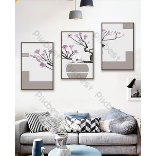 Combo 3 tranh dán tường 3d, bình hoa lan phong cách trang trí phòng khách phòng ngủ hiện đại (tích hợp sẵn keo) MS851826