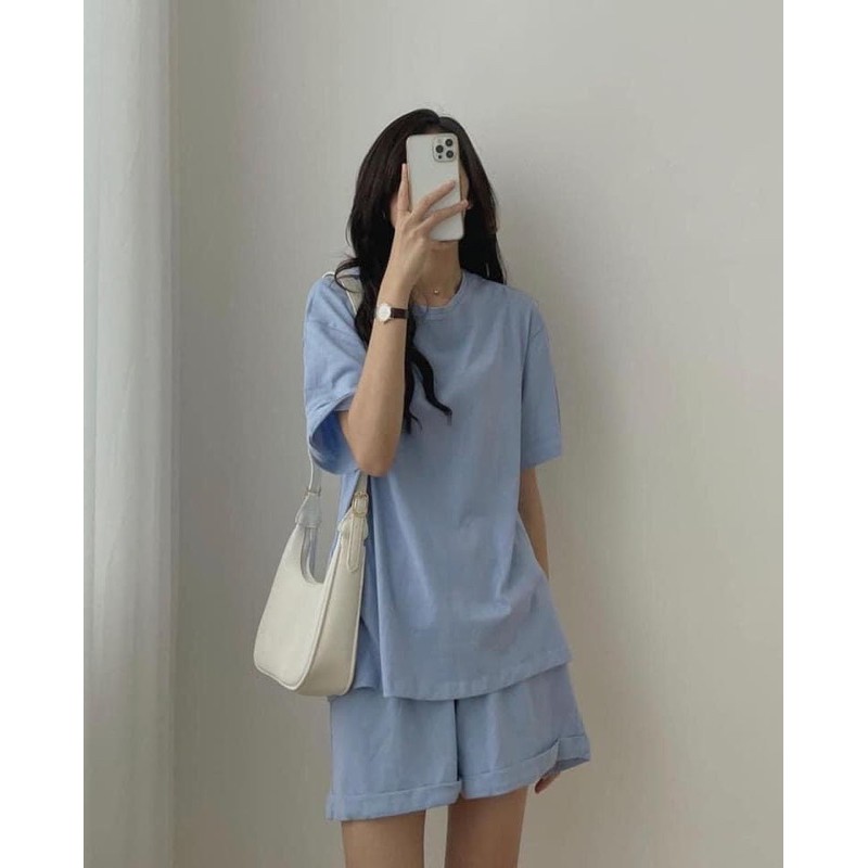 [GIÁ HUỶ DIỆT] Set Đồ Bộ Thể Thao Đùi Trơn Phong Cách Ulzzang Unisex, Free Size Chất Coton Ko Phai