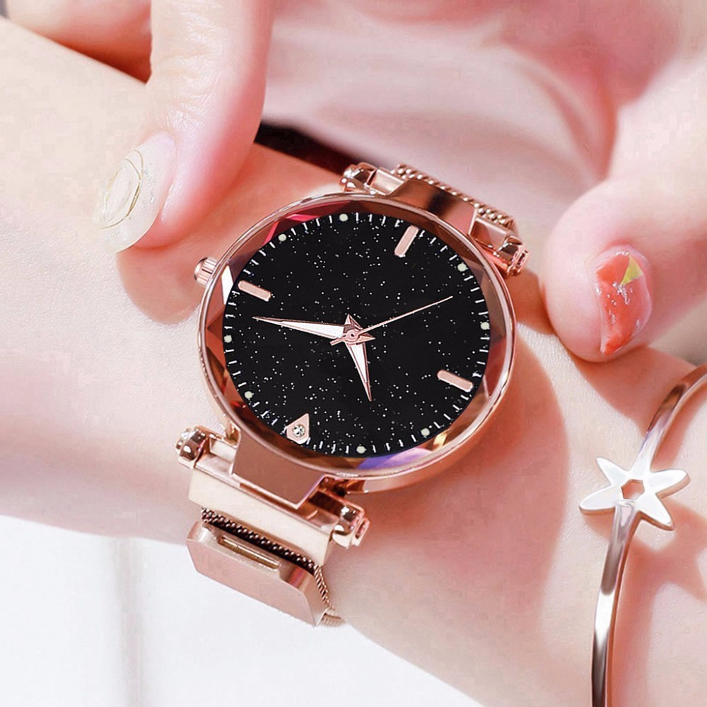 Starry Sky Luminous Watch Luxury Women Stainless Steel Quartz Watch