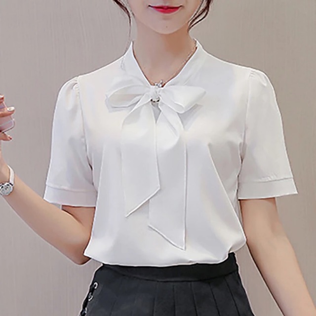 [Mã WASTUP giảm 10% tối đa 30K đơn 99K] Áo Kiểu Nữ Thắt Nơ Siêu Xinh