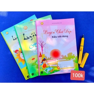 Combo vở luyện viết chữ đẹp có in chữ mẫu + bút mực xoá được.