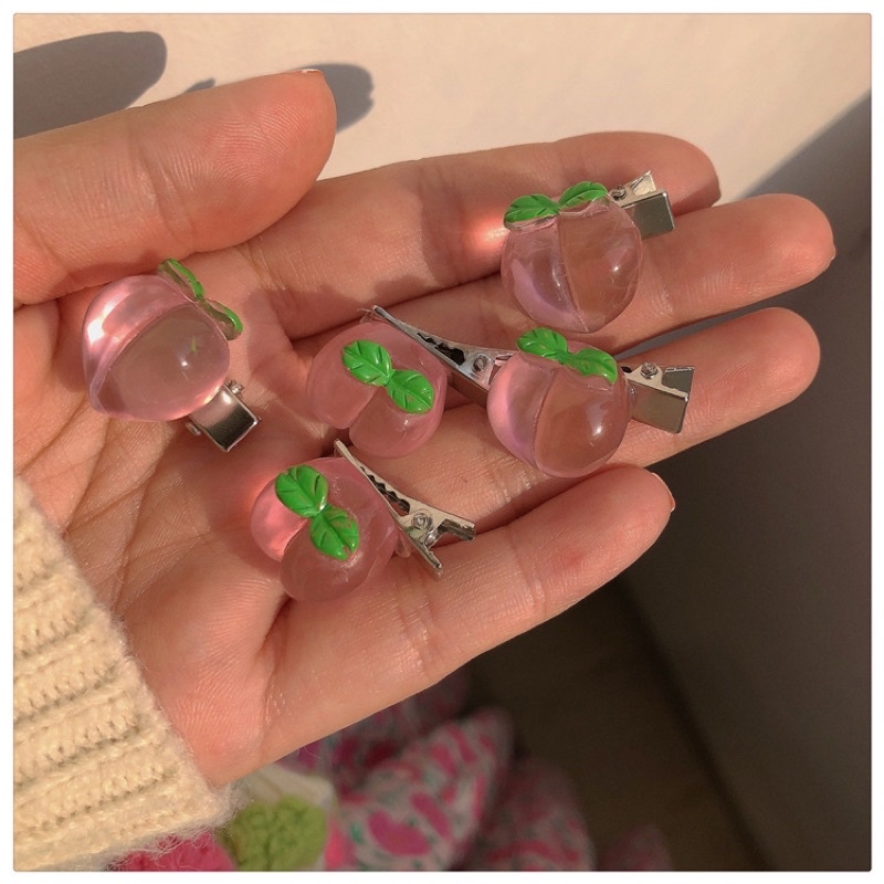 Kẹp tóc hình trái tim/ quả đào/ nơ/ trái tim thời trang cho nữ