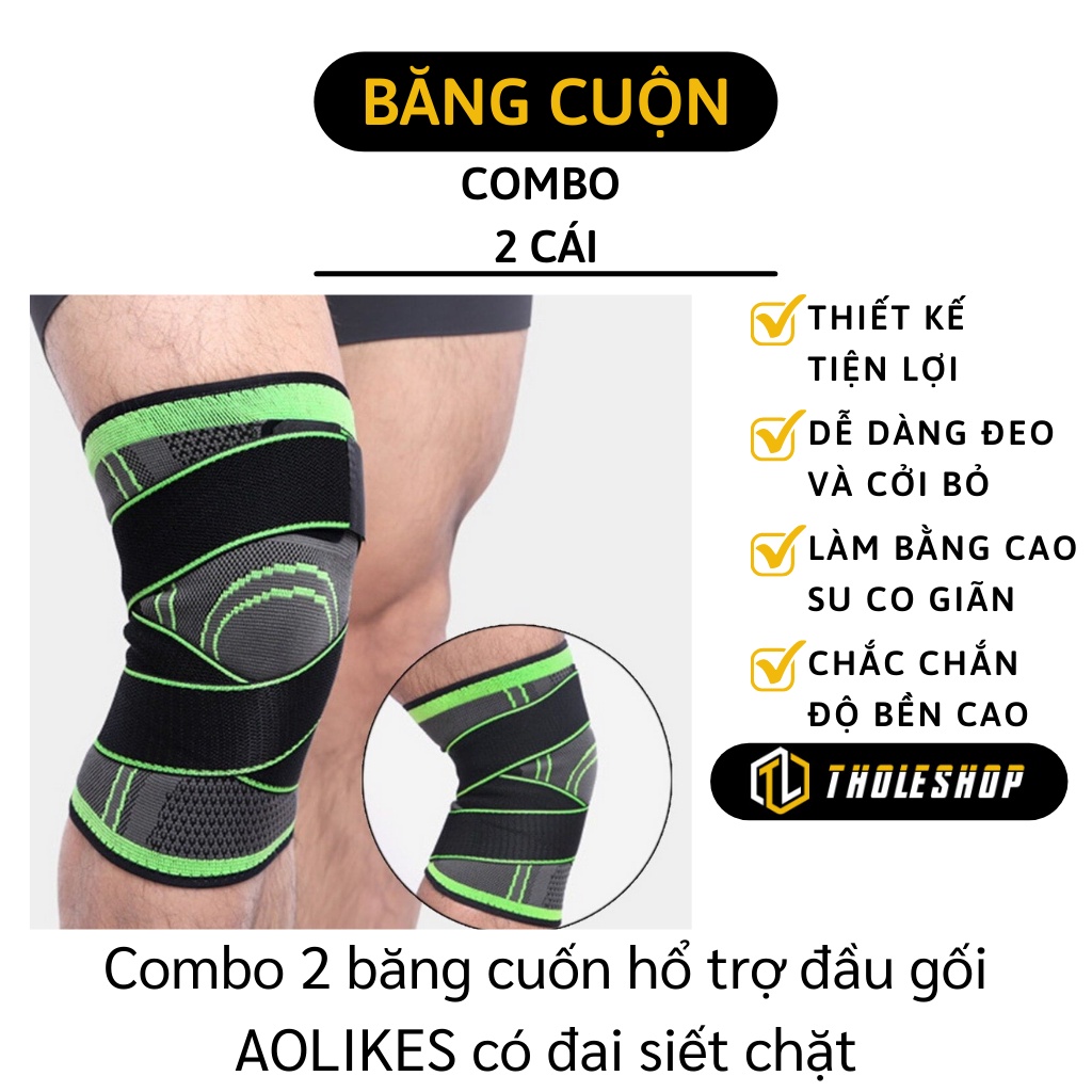 Băng Đầu Gối - Bộ 2 Đai Quấn Bảo Vệ Khớp Gối Có Dây AOLIKES Hỗ Trợ Tập Thể Thao 9368