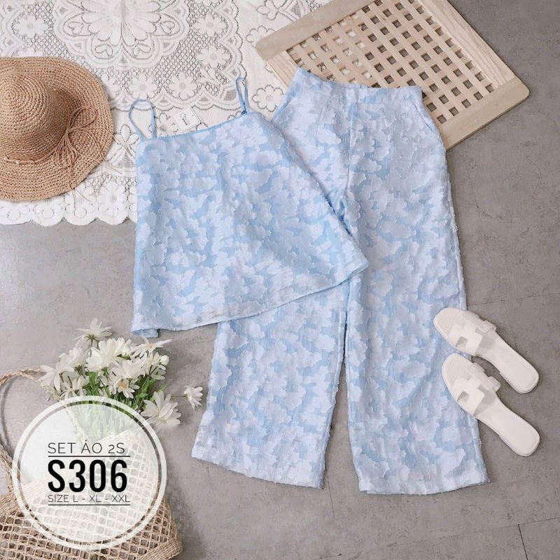 Set big size áo dây và quần suông có lưng thun phía sau từ 60kg-90kg