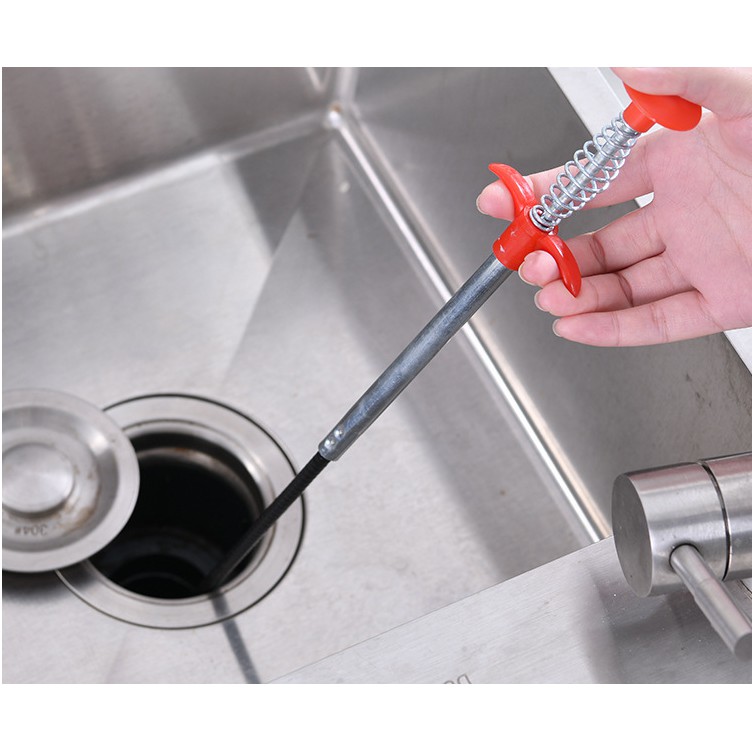 Dây thông cống, dây lấy rác ngăn nghẹt cống, dụng cụ móc rác lò xò đa năng