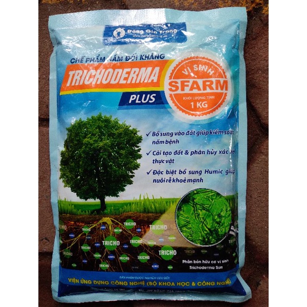 CHẾ PHẨM SINH HỌC NẤM ĐỐI KHÁNG TRICHODERMA PLUS SFARM GÓI 1KG Ủ RÁC, ĐẬU TƯƠNG XỬ LÝ RÁC THẢI...