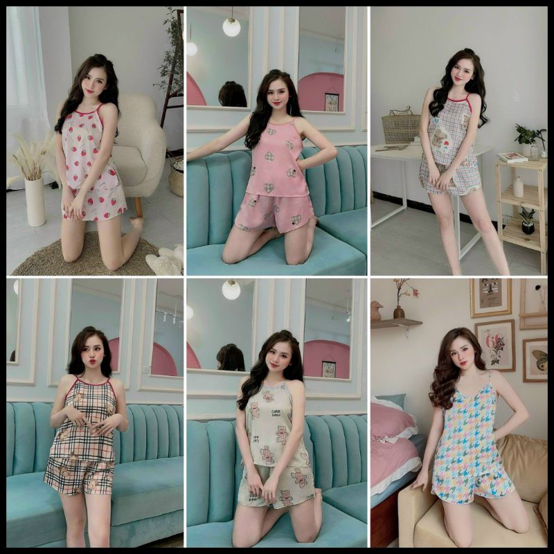 Bộ mặc nhà nữ cực xinh vải siêu mát size từ 48kgđến 62kg, bộ mặc ngủ nữ đẹp