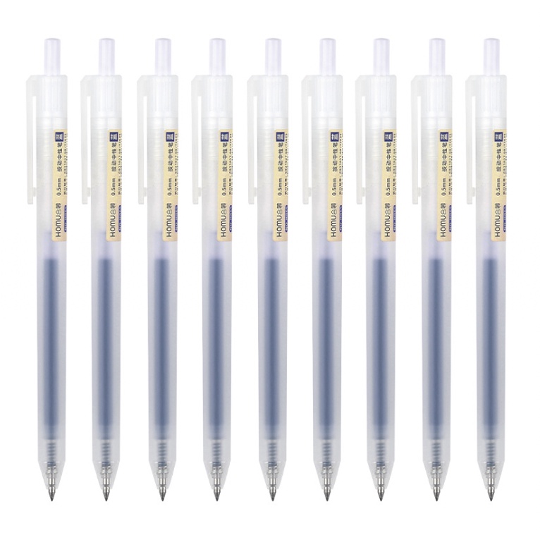 Bút bi bấm Homu mực gel màu đen đỏ xanh ngòi 0.5mm viết trơn ra mực đều dụng cụ văn phòng phẩm