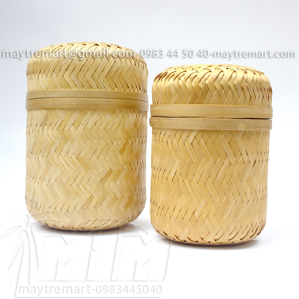 Hộp tre tròn cao l Hộp lưu trữ - đựng đồ, vật dụng, quà tặng.