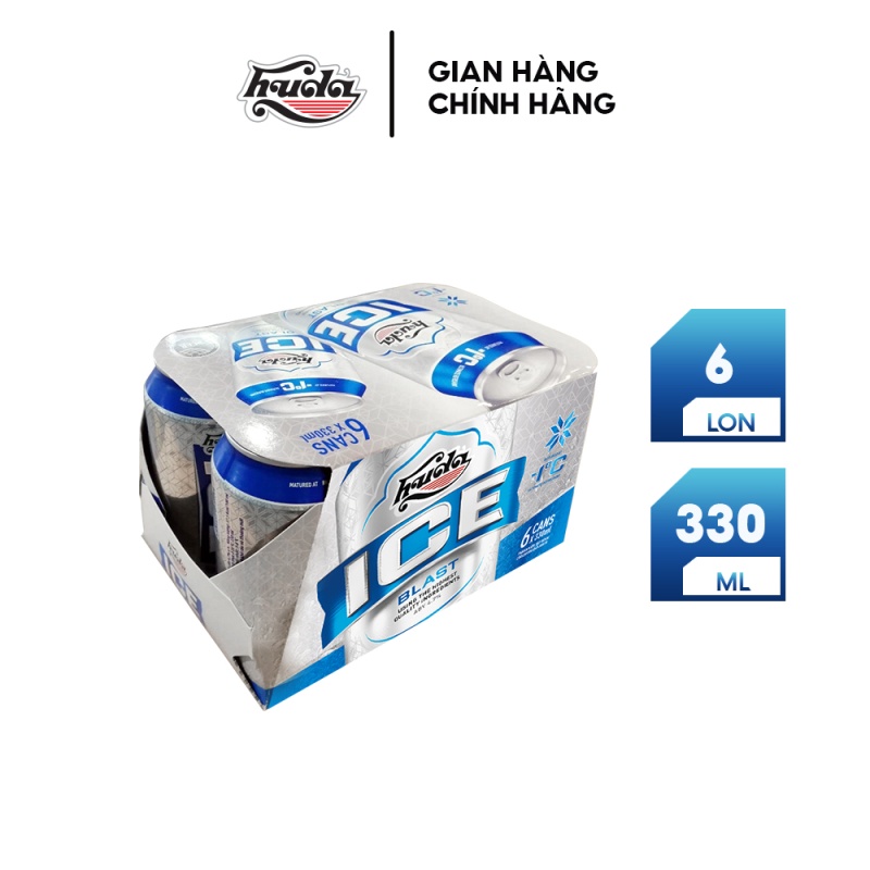 Lốc 6 lon bia Huda Ice Blast 330ml (6x330)