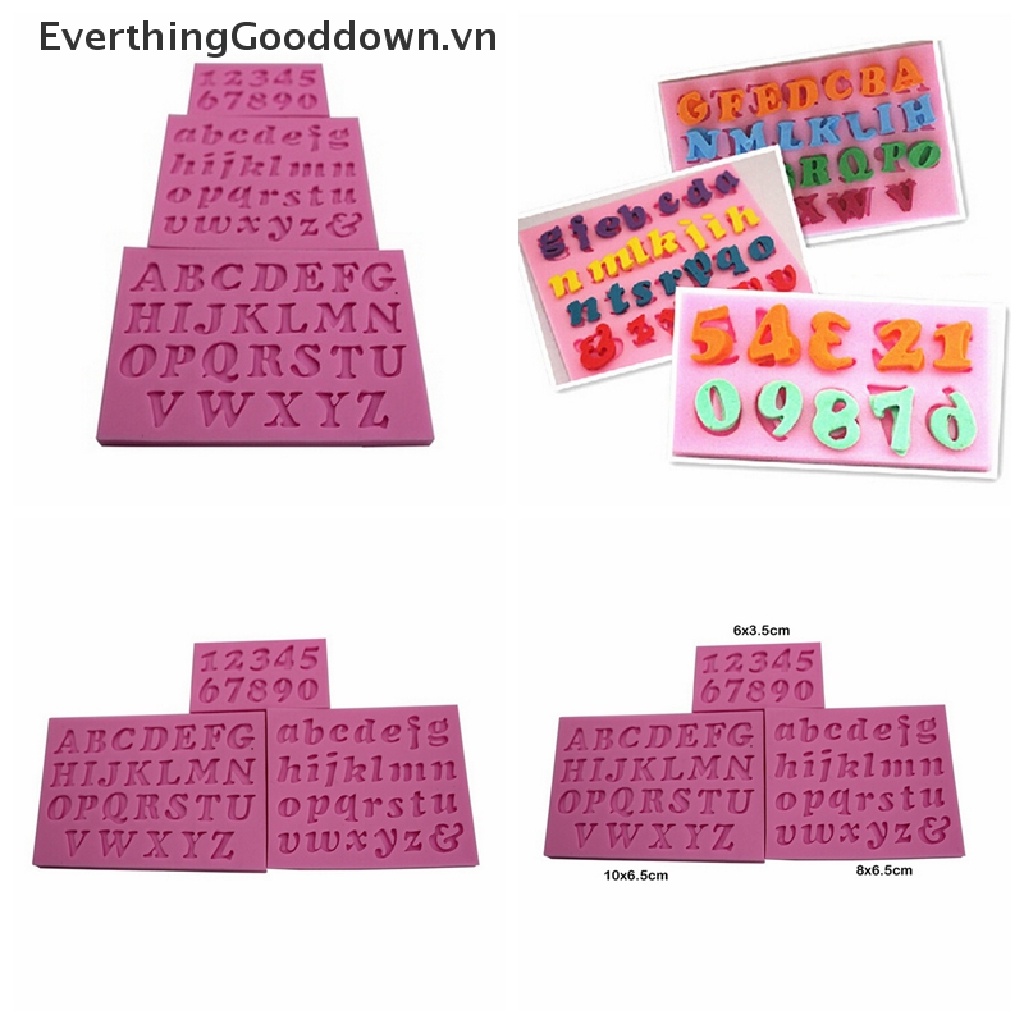 Set 3 Khuôn Silicone Làm Bánh Tạo Hình Chữ Cái &amp; Số Độc Đáo Tiện Dụng