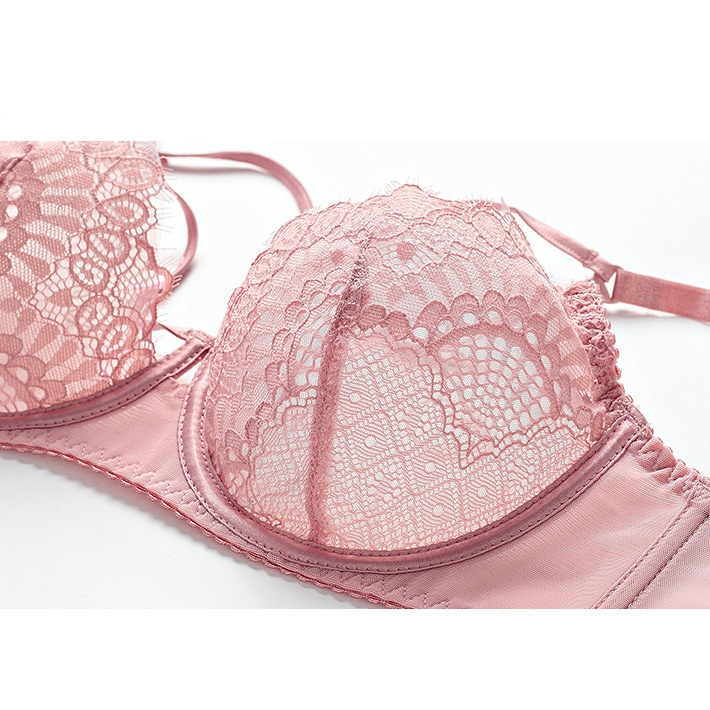 Bộ Đồ Lót Ren Mỏng Có Gọng Không Đệm Đan Dây Cao Cấp S485