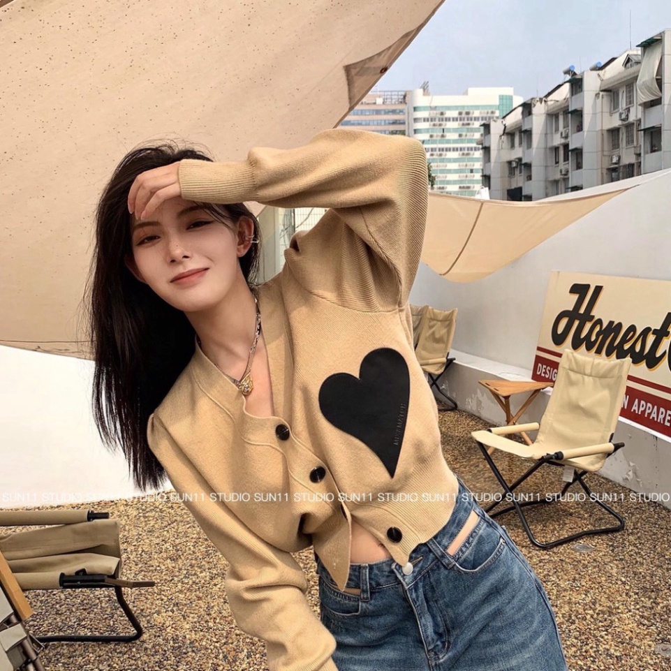Áo Cardigan Nữ Sợi Dệt, Áo Len mỏng bo ống tay cổ V Hàn Quốc | BigBuy360 - bigbuy360.vn