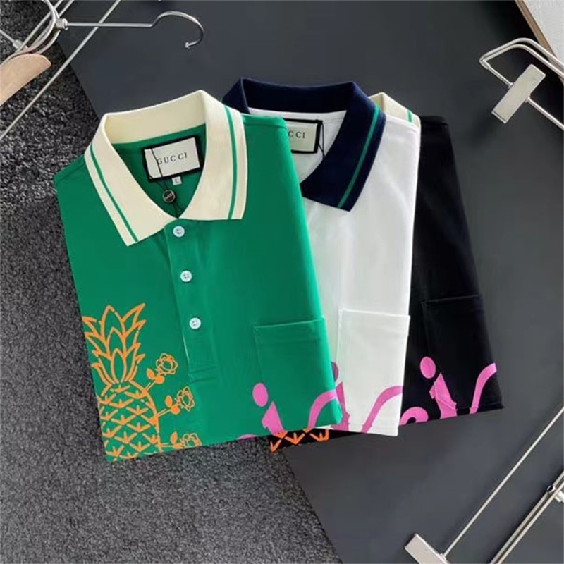 Gu Áo Thun polo Tay Ngắn Thoải Mái Chất Lượng Cao In logo Quả Dứa Lớn Bắt Mắt Giản Dị Thoải Mái