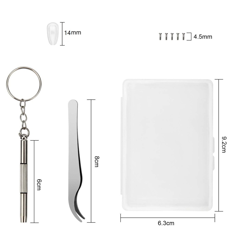 Bộ 10 Cặp Đệm Mũi Silicone Sửa Chữa Mắt Kính + Ốc Vít + Tuốc Nơ Vít Mini
