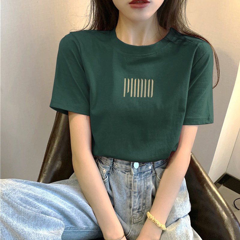Áo thun FASHMILY 100% cotton tay ngắn dáng rộng in họa tiết hoạt hình phong cách Hàn Quốc thời trang mùa hè cho nữ