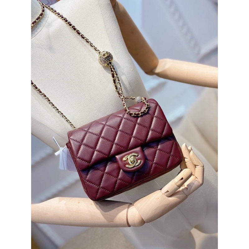 Túi Chanel classic charm hàng da bò thật